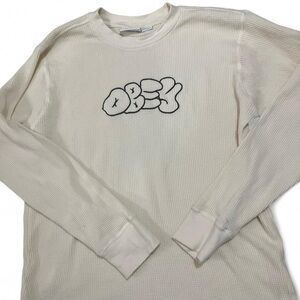 Vintage Y2k Obey crewneck Cream Long Sleeve Shirt